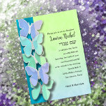 Grönt Lila Blue Butterfly Gräns Bat mitzvah Inbjudningar<br><div class="desc">Bat mitzvah design av Umua. Tryckt och avsänt av Zazzle eller dennes partner.</div>