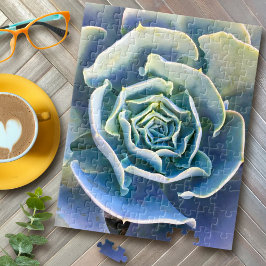 Grönt Lila Blue Cactus Elegant Close-Up Photo Pussel