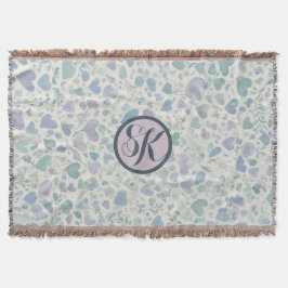 Grönt Lila Blue Kärlek Hearts Filt