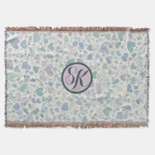 Grönt Lila Blue Kärlek Hearts Filt