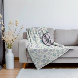 Grönt Lila Blue Kärlek Hearts Fleece Blanket
