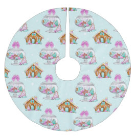 GRÖNT & LILA CHRISTMAS CANDIES & HOUSES JULGRANSMATTA BORSTAD POLYESTER