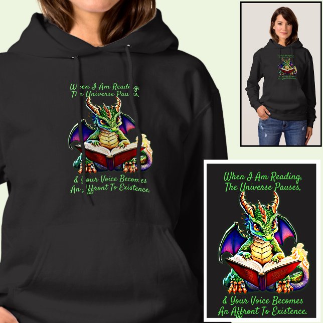 Grönt Lila Dragon Varning Läsa Bok Voice T Shirt (Skapare uppladdad)