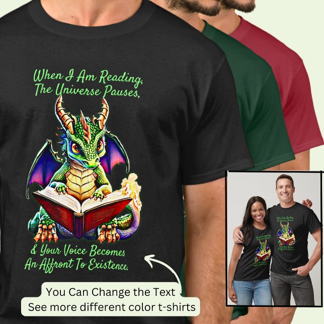 Grönt Lila Dragon Varning Läsa Bok Voice T Shirt (Skapare uppladdad)