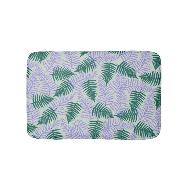 Grönt Lila Fern Löv Retro 70 s Flower Mönster Badrumsmatta (Framsidan)