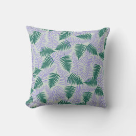 Grönt Lila Fern Löv Retro 70 s Flower Mönster Kudde