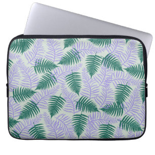 Grönt Lila Fern Löv Retro 70 s Flower Mönster Laptop Fodral