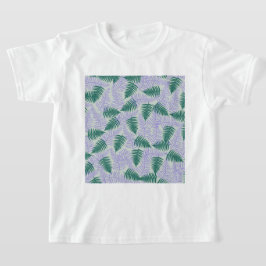 Grönt Lila Fern Löv Retro 70 s Flower Mönster T Shirt