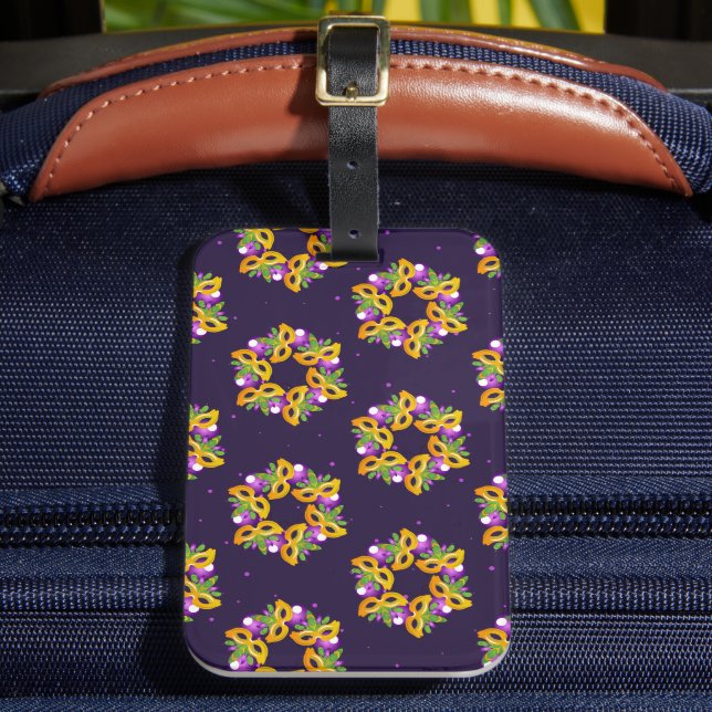 GRÖNT LILA GULD MARDI GRAS MASKS BAGAGEBRICKA (Framsida Insitu 2)