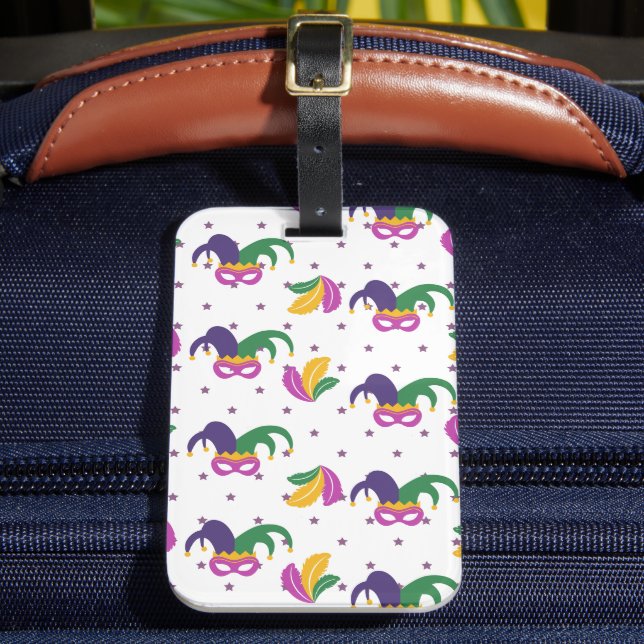 GRÖNT LILA GULD MARDI GRAS MASKS BAGAGEBRICKA (Framsida Insitu 2)