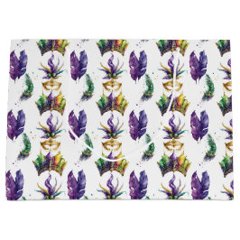 GRÖNT LILA GULD MARDI GRAS MASKS & FEATHERS