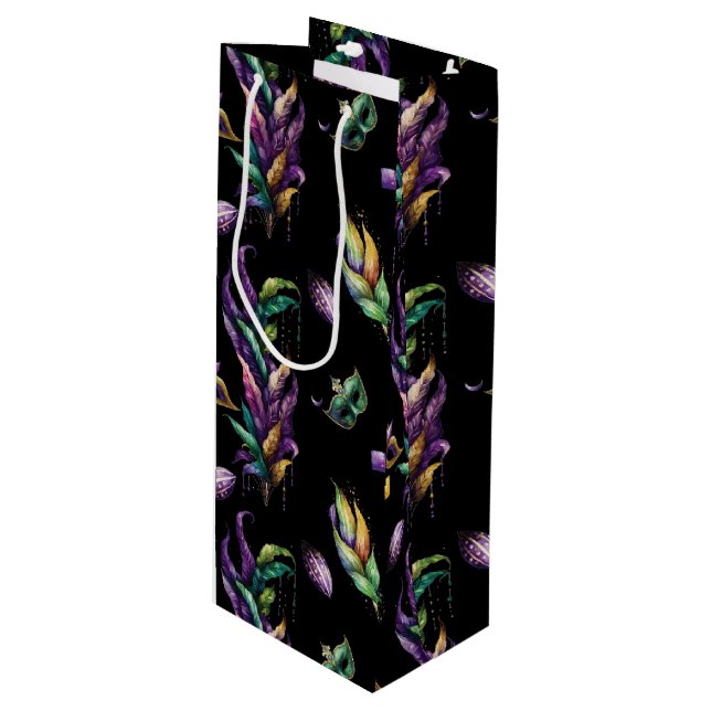 GRÖNT LILA GULD MARDI GRAS MASKS & FEATHERS (Framsidan Vinklad)