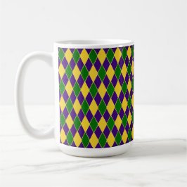 GRÖNT LILA GULT MARDI GRAS DIAMOND KAFFEMUGG