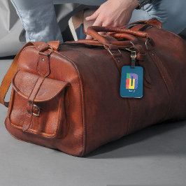 Grönt lila gult röd Monogram Första blått  Bagagebricka