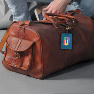 Grönt lila gult röd Monogram Första blått Bagagebricka