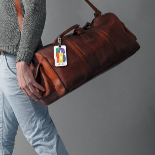 Grönt lila gult röd Monogram Initial B Bagagebricka