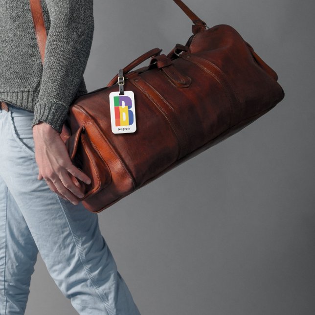 Grönt lila gult röd Monogram Initial B Bagagebricka (Skapare uppladdad)