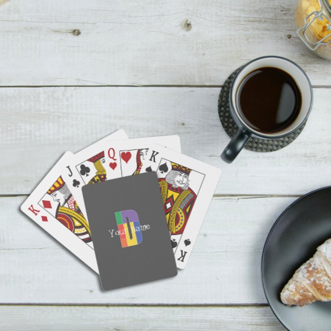 Grönt lila gult röd Monogram Initial D grått Casinokort (Skapare uppladdad)