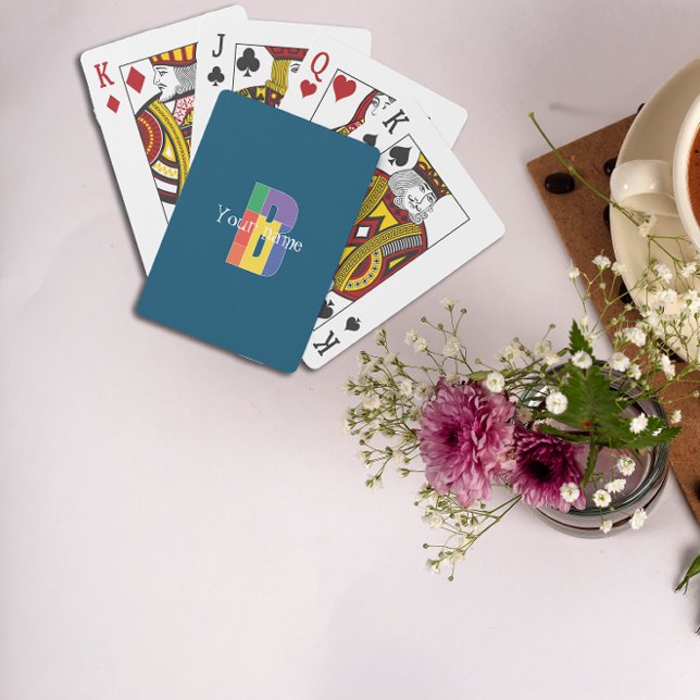 Grönt lila gult röd Monogram Initialt B blått Casinokort (Skapare uppladdad)