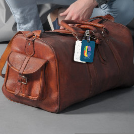 Grönt lila gult röd Monogram Initialt C blått Bagagebricka