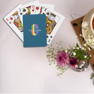 Grönt lila gult röd Monogram Initialt C blått Casinokort