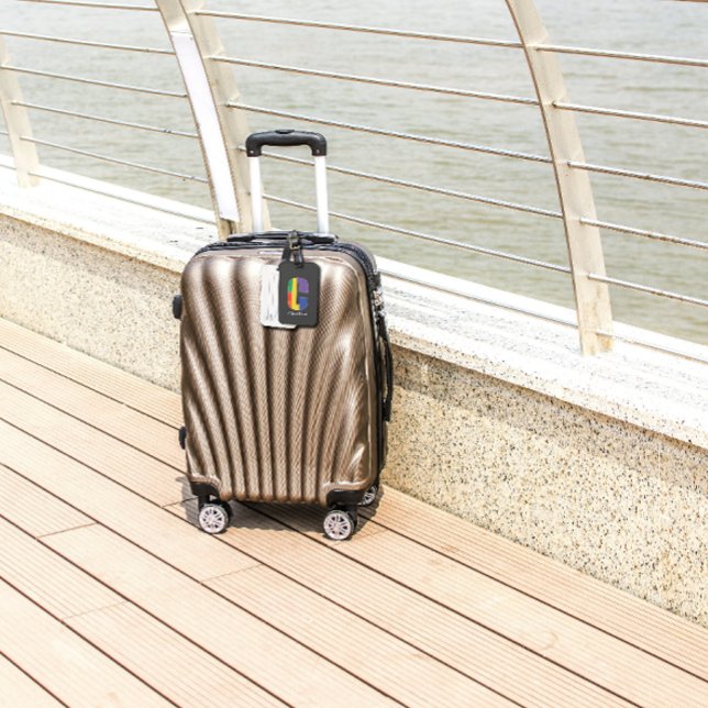 Grönt lila gult röd Monogram Initialt C grått Bagagebricka (Skapare uppladdad)