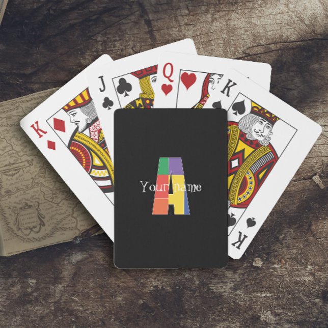 Grönt lila gult röd Monogram Inledande A svart Casinokort (Skapare uppladdad)