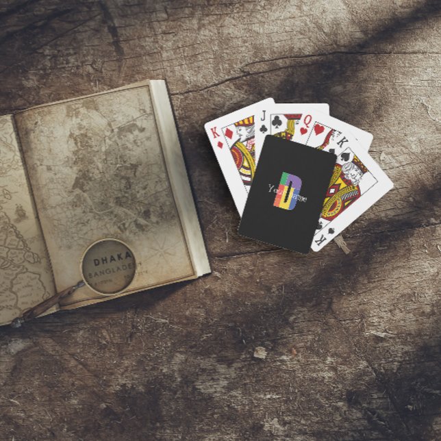 Grönt lila gult röd Monogram Inledande D svart Casinokort (Skapare uppladdad)