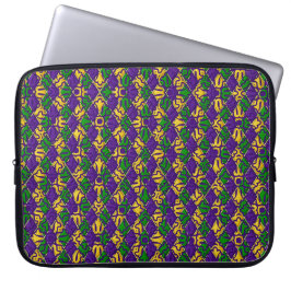 GRÖNT LILA GULT WHITE MARDI GRAS FLEUR DI LIS LAPTOP FODRAL