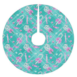 GRÖNT & LILA HELGDAG LOLLIPOPS & CANDY JULGRANSMATTA BORSTAD POLYESTER