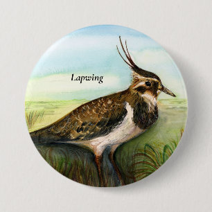 Grönt Lila Laping Bird Watercolor Knapp