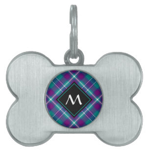 Grönt, Lila och blått Tartan ID-bricka Husdjur
