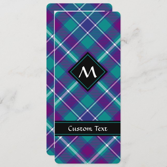 Grönt, Lila och blått Tartan Inbjudningar (Fram/baksida)