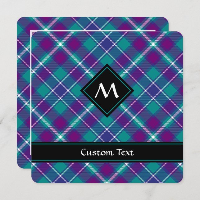 Grönt, Lila och blått Tartan Inbjudningar (Fram/baksida)