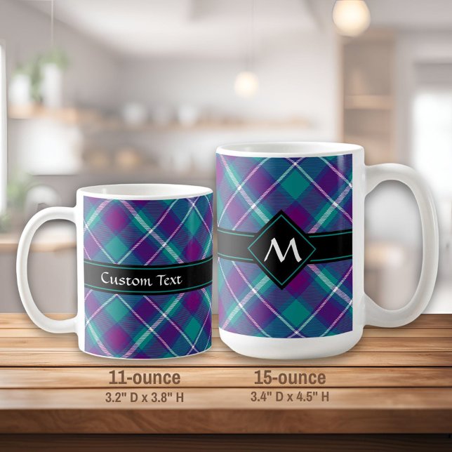 Grönt, Lila och blått Tartan Kaffemugg (Skapare uppladdad)