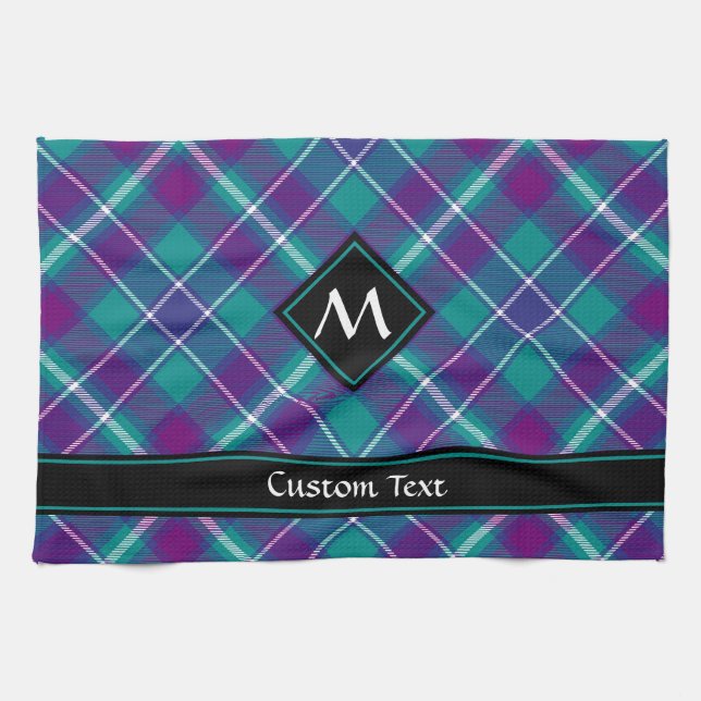 Grönt, Lila och blått Tartan Kökshandduk (Horisontell)