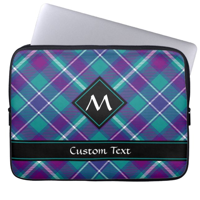 Grönt, Lila och blått Tartan Laptop Fodral (Framsidan)