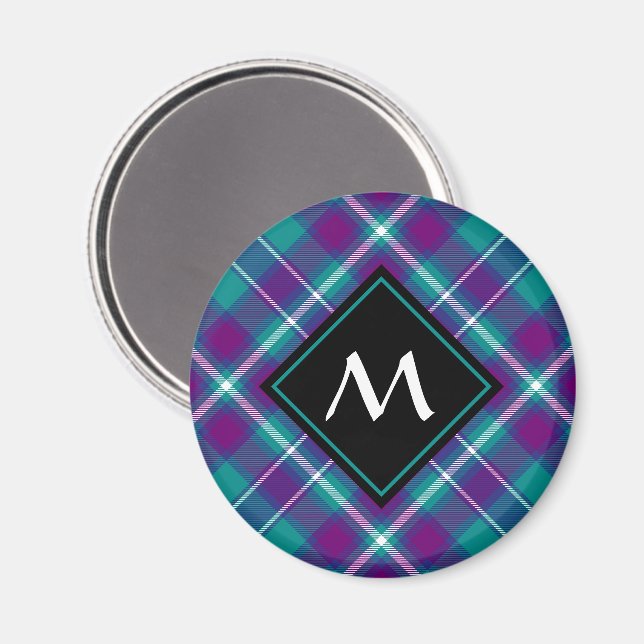 Grönt, Lila och blått Tartan Magnet (Front/Back)