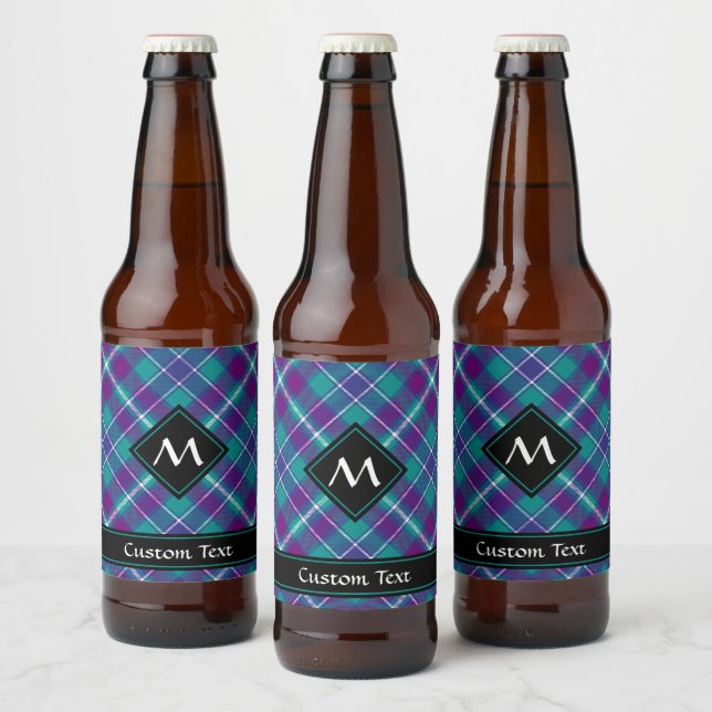 Grönt, Lila och blått Tartan Ölflaska Etikett (Flaskor)