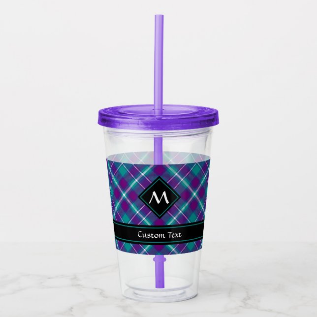 Grönt, Lila och blått Tartan Take Away Mugg (Framsida)