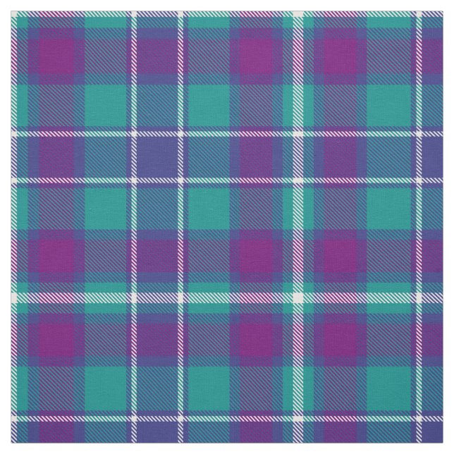 Grönt, Lila och blått Tartan Tyg (Provkarta)