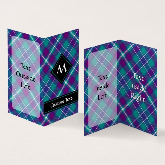Grönt, Lila och blått Tartan Visitkort (In- och utsida)