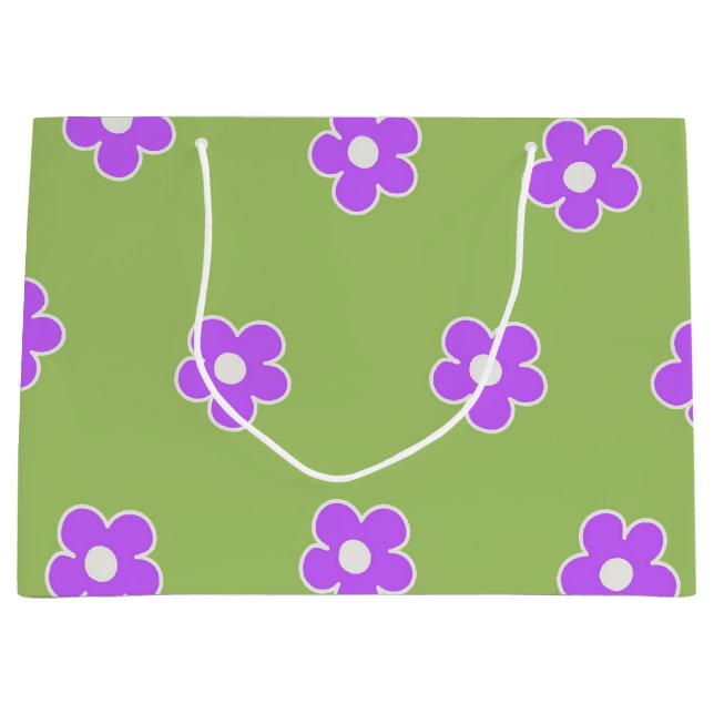 Grönt Lila Retro Y2K Flower Mönster (Framsidan)