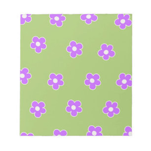 Grönt Lila Retro Y2K Flower Mönster Anteckningsblock