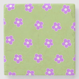 Grönt Lila Retro Y2K Flower Mönster Stenunderlägg