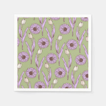 Grönt Lila Retro Y2K Funky Hippie Flower Mönster