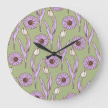 Grönt Lila Retro Y2K Funky Hippie Flower Mönster