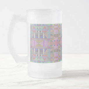 Grönt Lila Rosa Geometriskt Frostat Ölglas