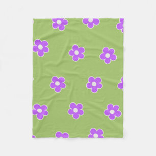 Grönt Lila Tropical Blommigt Botanical Summer Fleecefilt