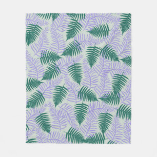 Grönt Lila Tropical Fern Botanical Vår Sommar Fleecefilt